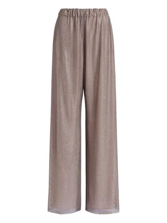 Alberta Ferretti Women Wide Leg Crystals Net Trousers