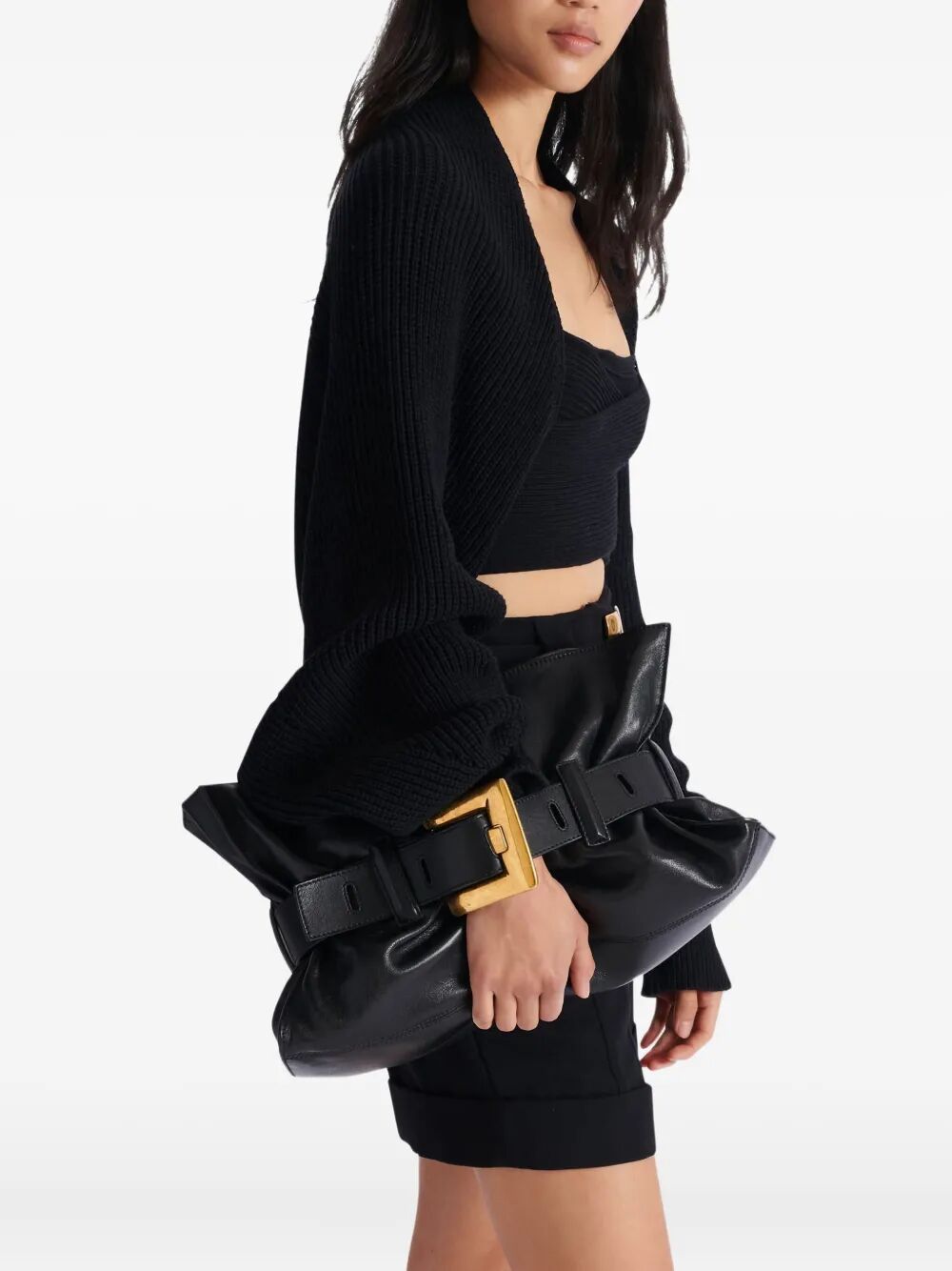 Balmain Women "Anthem" Medium Calfskin Shoulder Bag