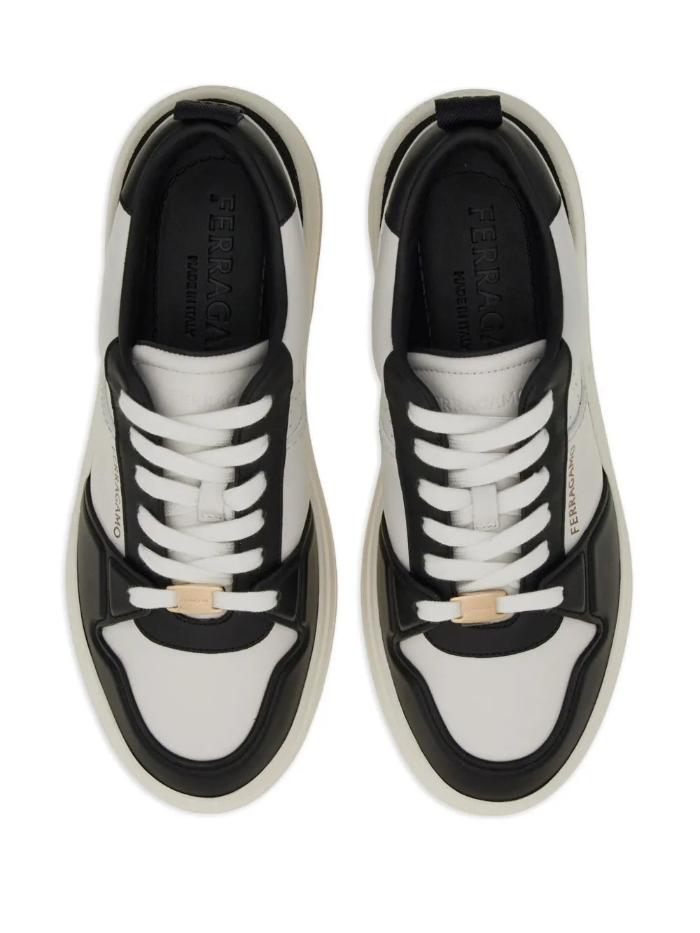 Ferragamo Two-Tone Leather Sneakers