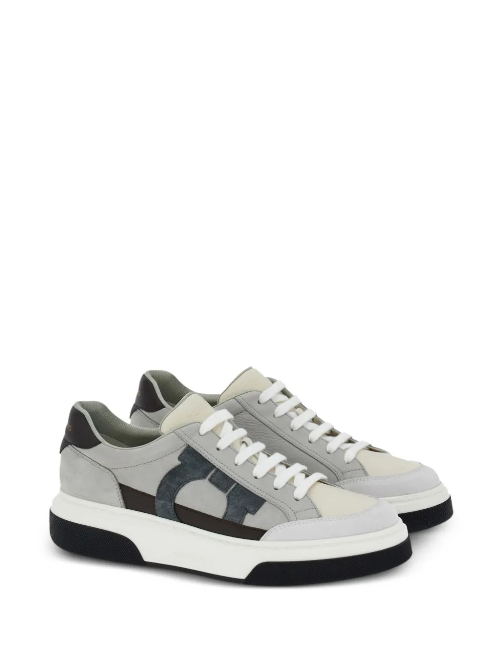 Ferragamo Gancini-Embroidered Leather Sneakers