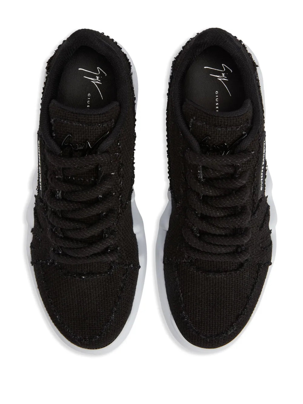 Giuseppe Zanotti Talon Frayed-Edge Lace-Up Low-Top Sneakers