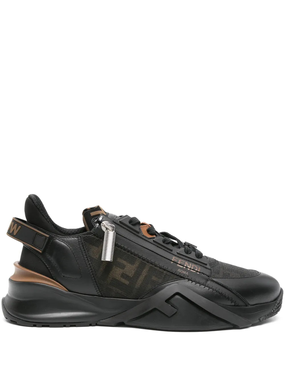 Fendi Flow Ff-Jacquard Leather Sneakers