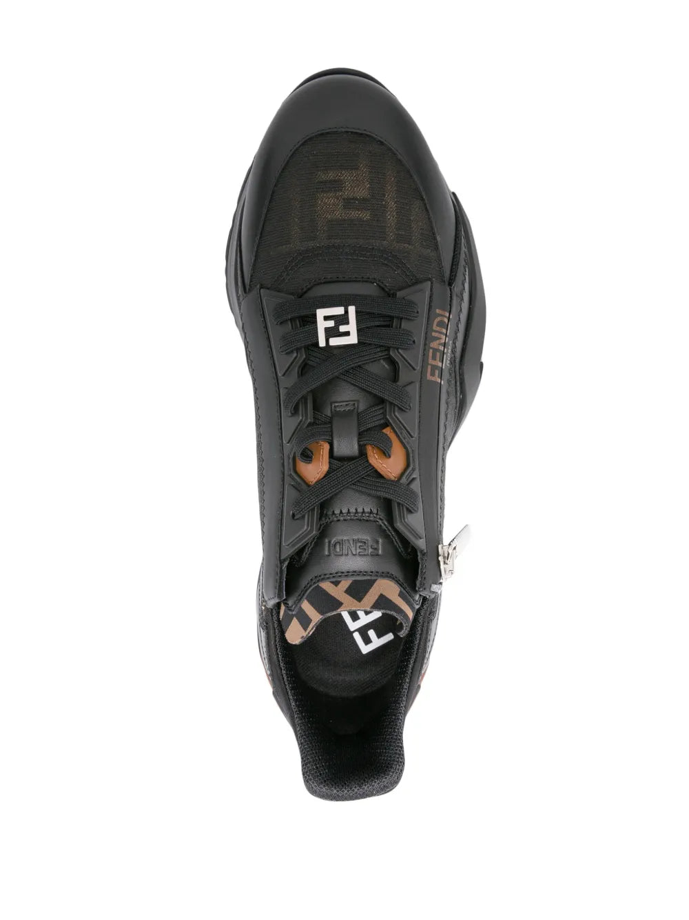 Fendi Flow Ff-Jacquard Leather Sneakers
