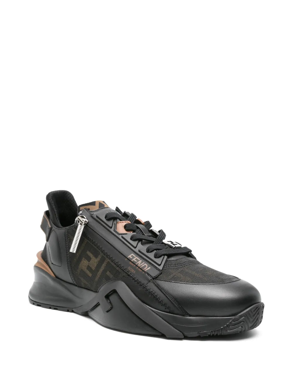 Fendi Flow Ff-Jacquard Leather Sneakers