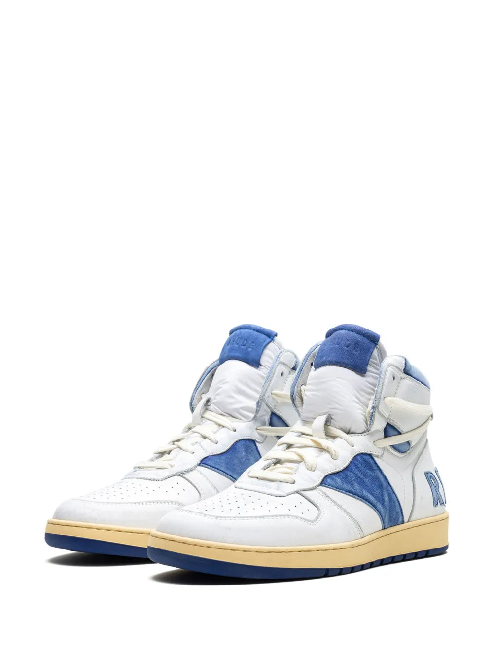 Rhude Rhecess White/Royal Blue High-Top Sneakers