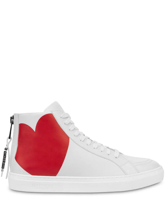 Moschino Heart-Print Hi-Top Sneakers