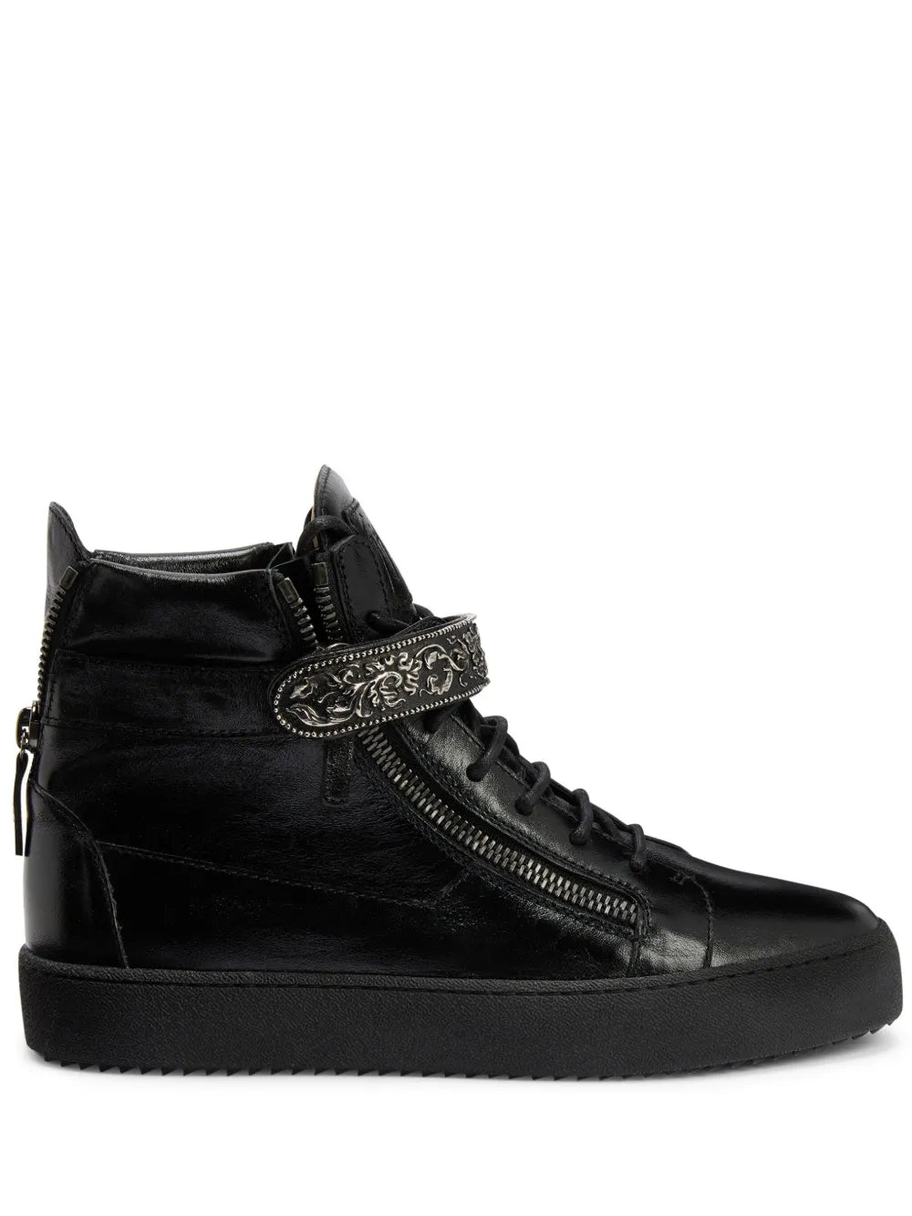 Giuseppe Zanotti Coby Deluxe Leather Single-Strap Mid-Top Sneakers