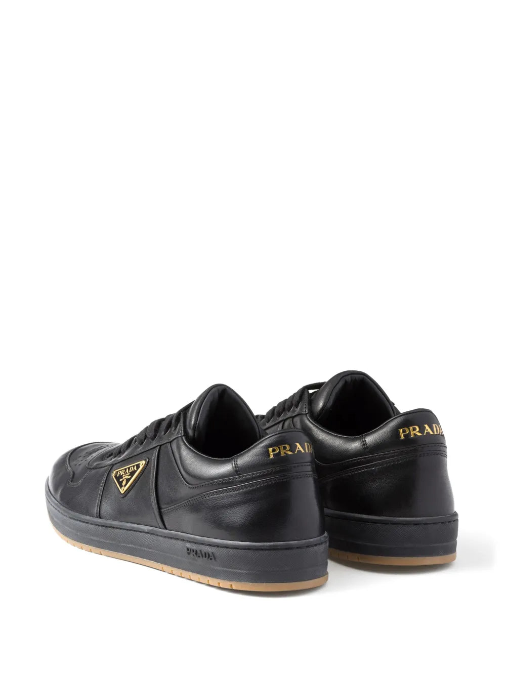 Prada Enamel-Triangle Leather Sneakers