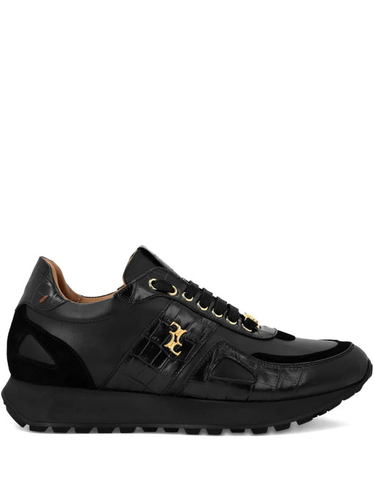 Billionaire Crocodile-Embossed Leather Sneakers