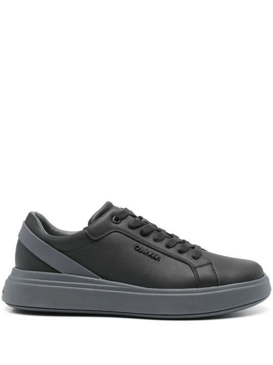 Calvin Klein Logo-Plaque Leather Sneakers