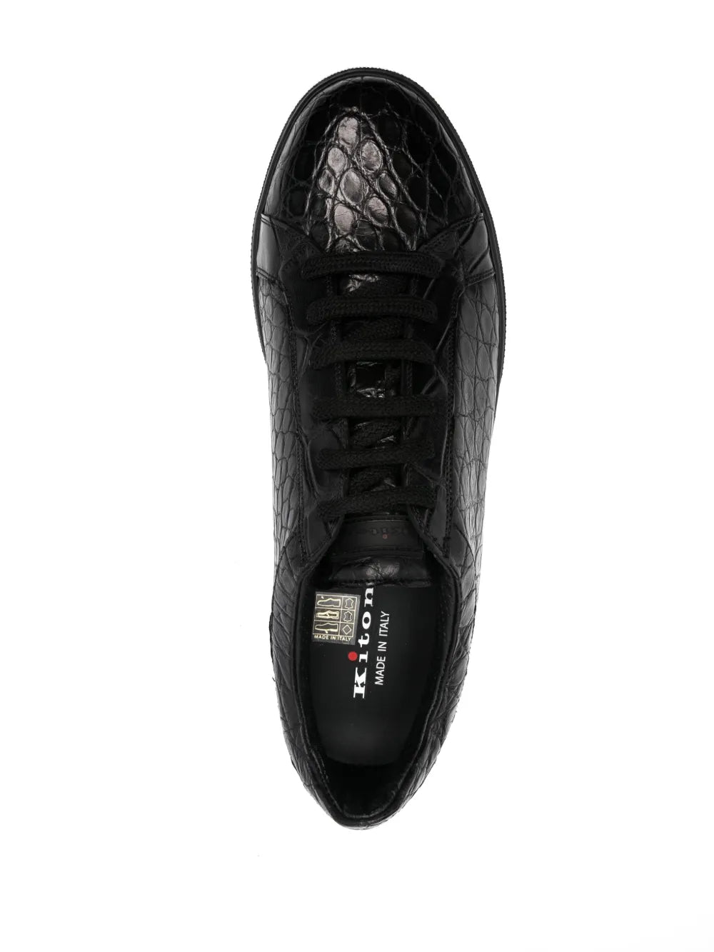 Kiton Crocodile-Embossed Leather Sneakers