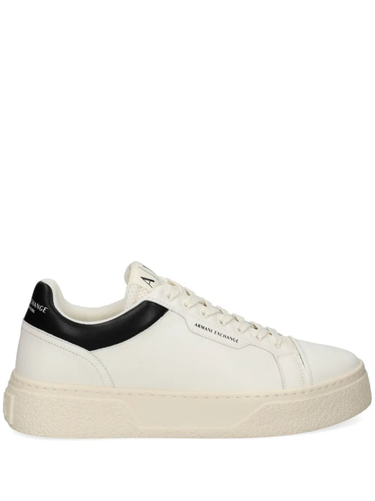 Armani Exchange Logo-Print Leather Sneakers