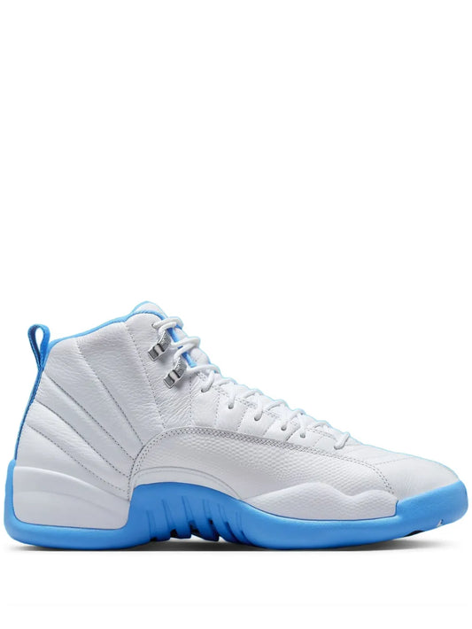 Air Jordan 12 Melo - White/University Blue/Metallic Silver Sneakers