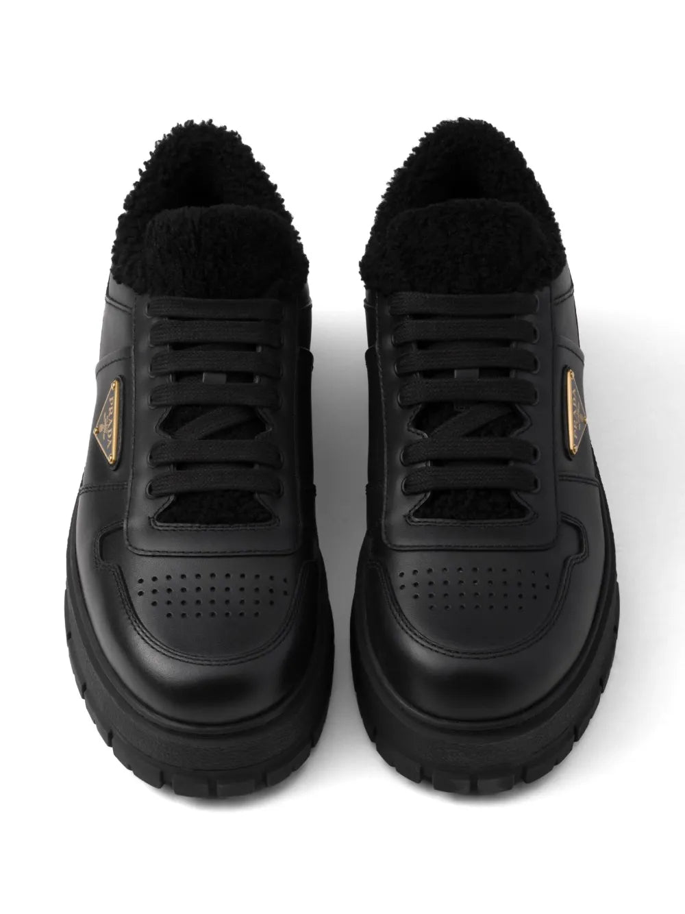 Prada Shearling Leather Sneakers