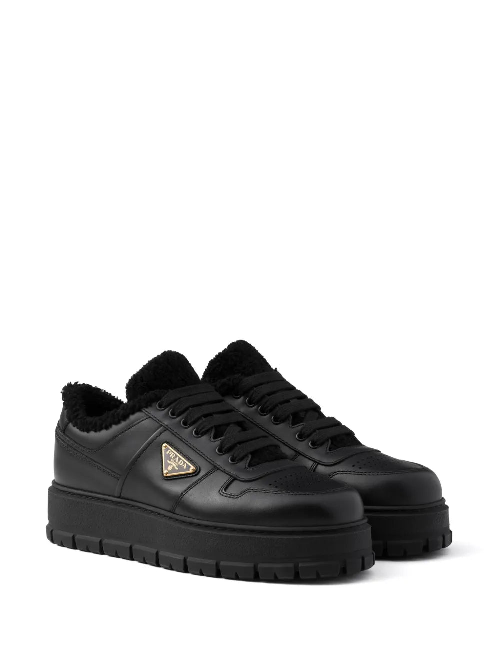 Prada Shearling Leather Sneakers