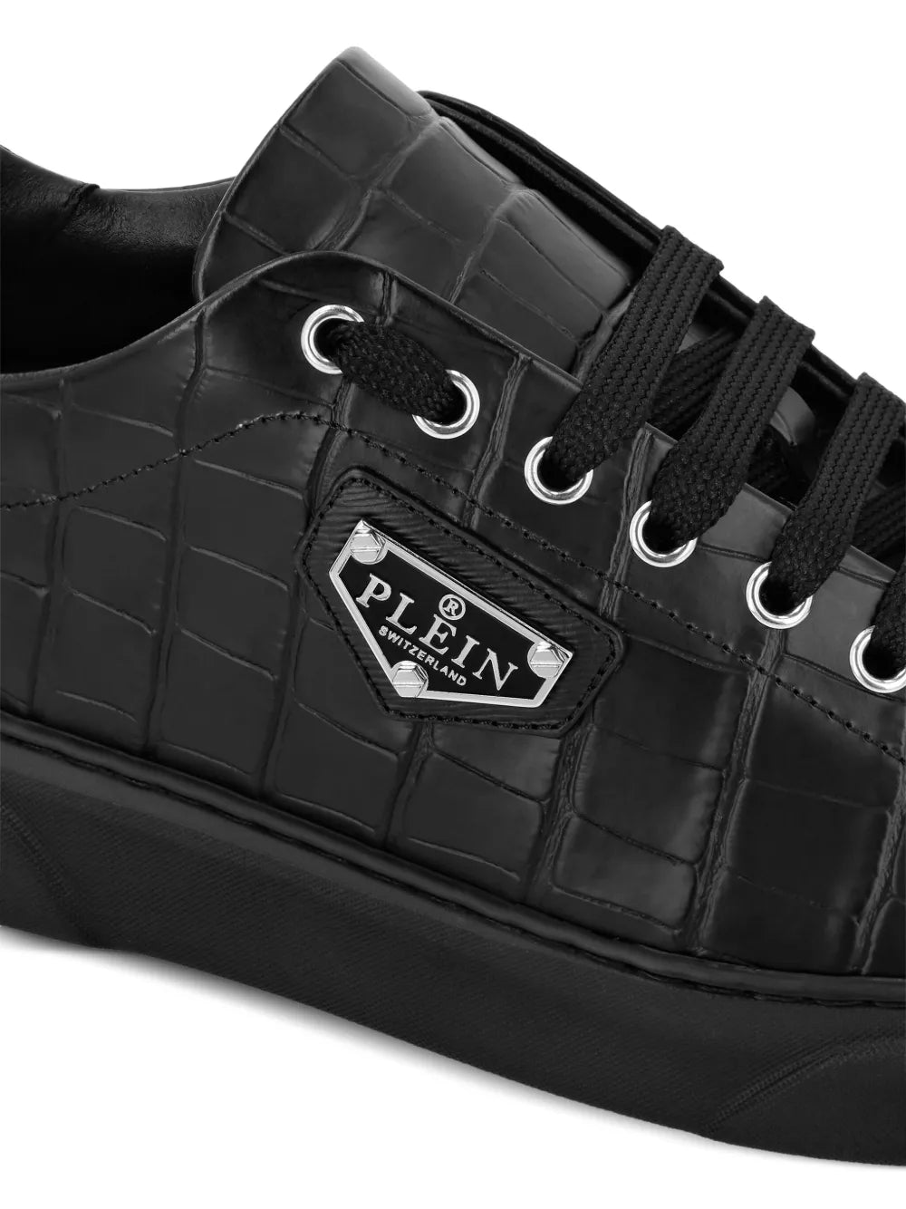Philipp Plein Iconic Plein-Plaque Crocodile-Effect Sneakers