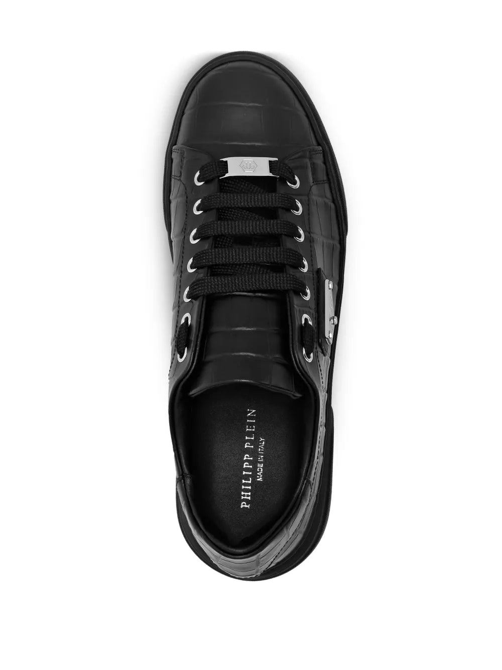 Philipp Plein Iconic Plein-Plaque Crocodile-Effect Sneakers
