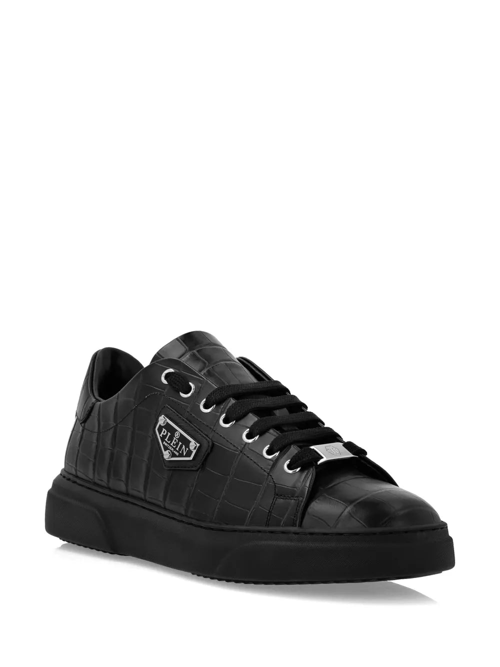 Philipp Plein Iconic Plein-Plaque Crocodile-Effect Sneakers