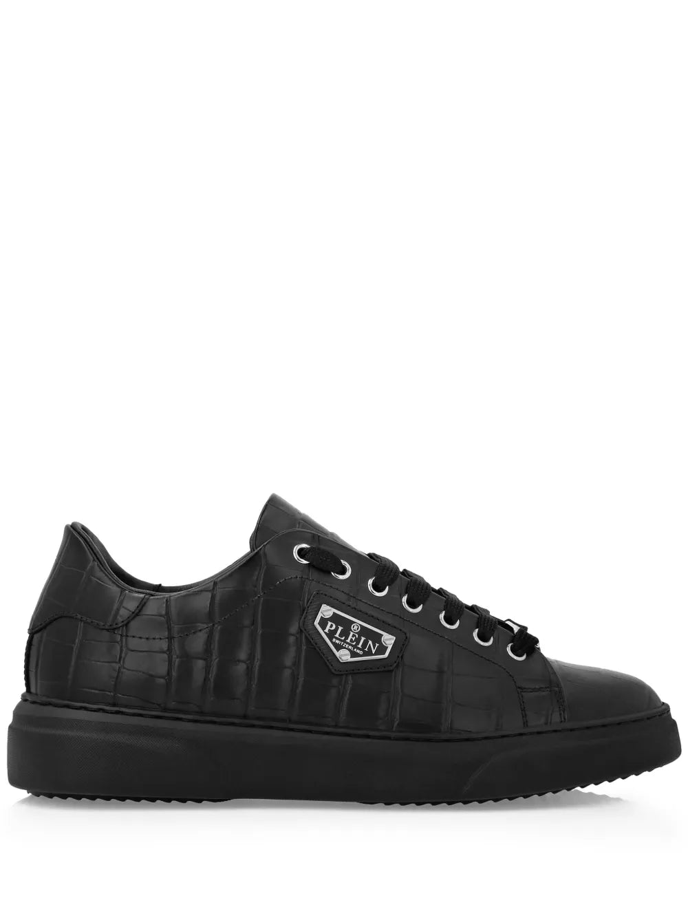 Philipp Plein Iconic Plein-Plaque Crocodile-Effect Sneakers