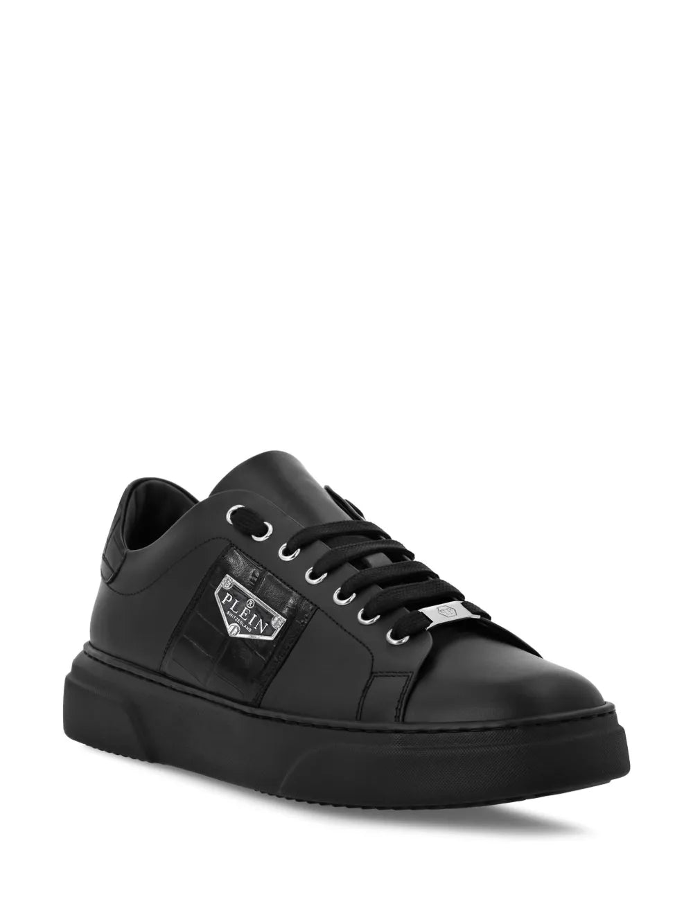 Philipp Plein Triangle Plein-Plaque Leather Sneakers