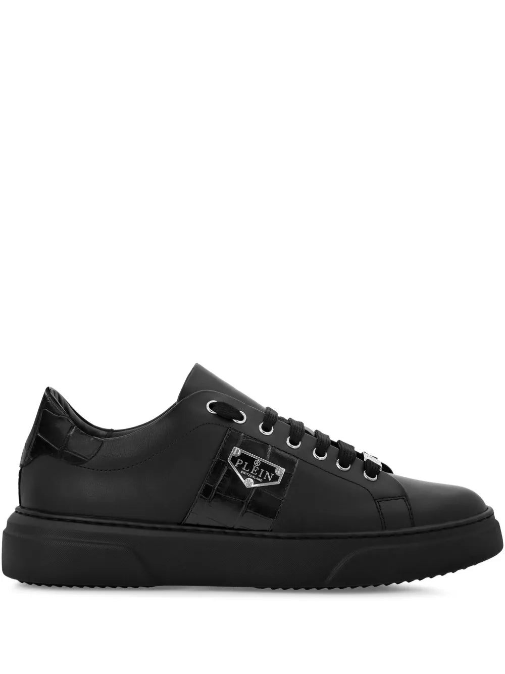 Philipp Plein Triangle Plein-Plaque Leather Sneakers