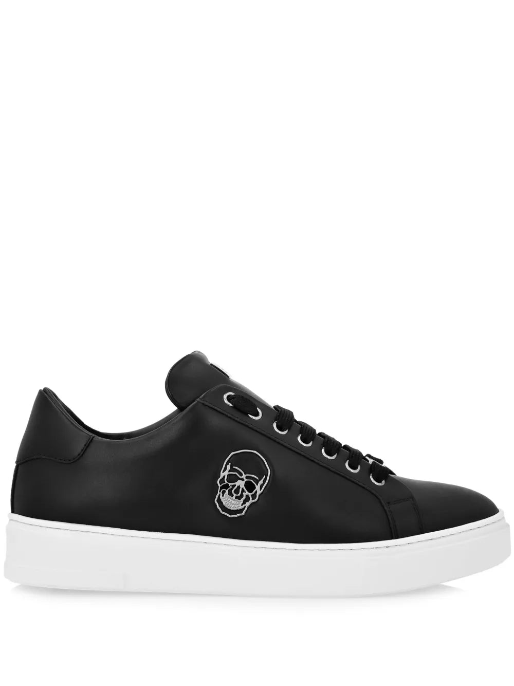 Philipp Plein Skull-Appliqu?Leather Sneakers