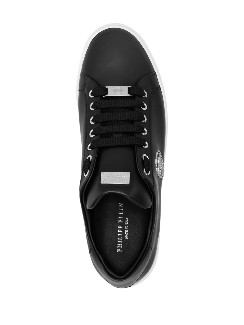 Philipp Plein Skull-Appliqu?Leather Sneakers