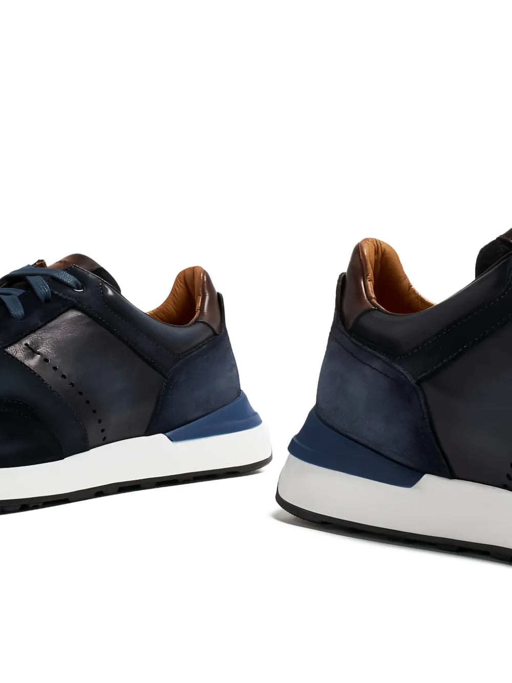 Magnanni Suede Leather-Panel Sneakers