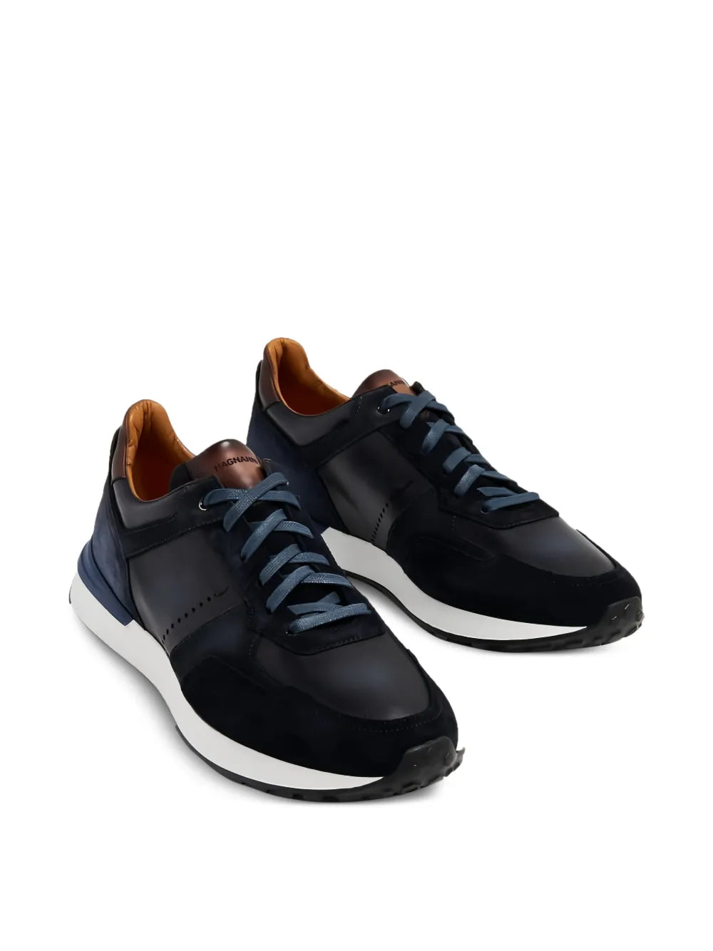 Magnanni Suede Leather-Panel Sneakers