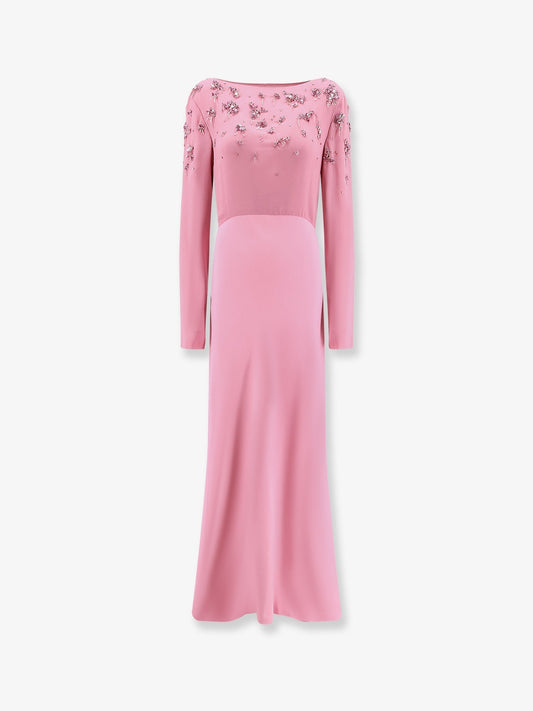Alberta Ferretti Women Viscose Long Dress With Silk Top With Sequins