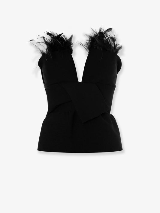 Alberta Ferretti Women Viscose Blend Top With Feathers Profile