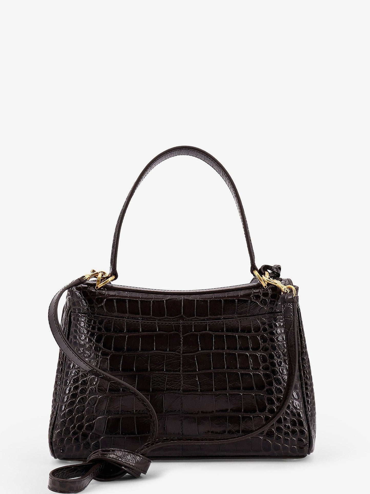 Balenciaga Women Rodeo Leather Shoulder Bag With Croco Effect