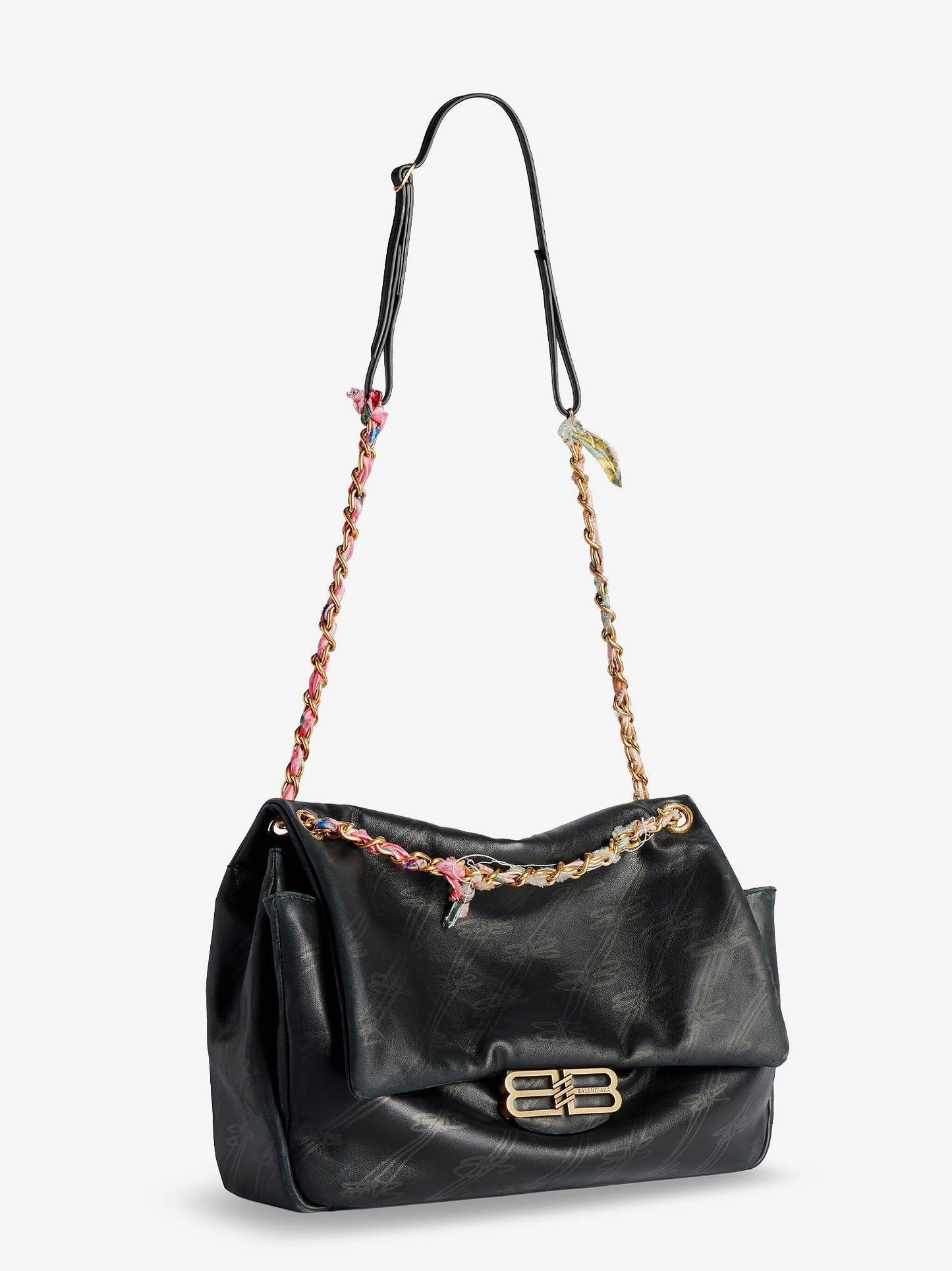 Balenciaga Women Darling Leather Shoulder Bag With Bb Logo On The Front