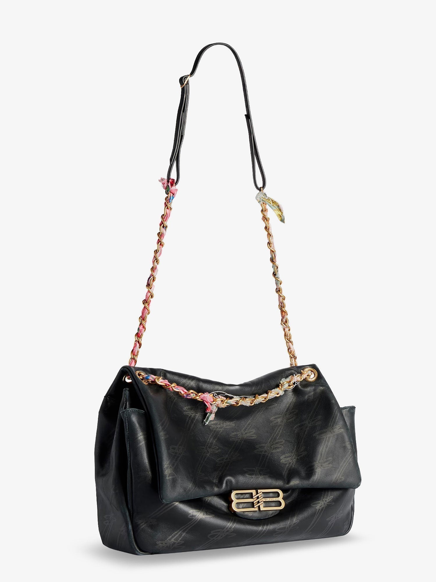 Balenciaga Women Darling Leather Shoulder Bag With Bb Logo On The Front