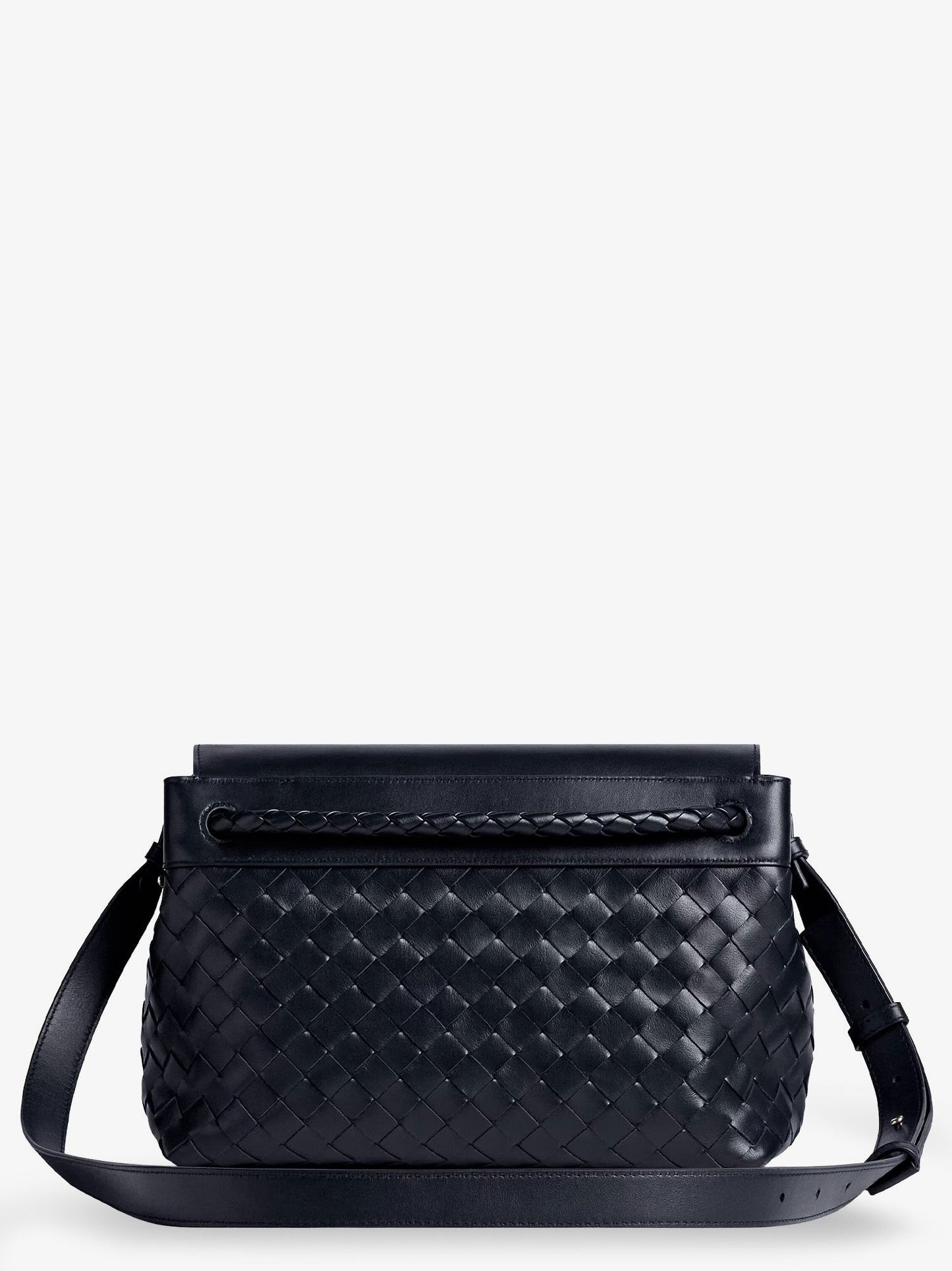 Bottega Veneta Men Andiamo Messenger Shoulder Bag In Woven Leather With Knot Detail