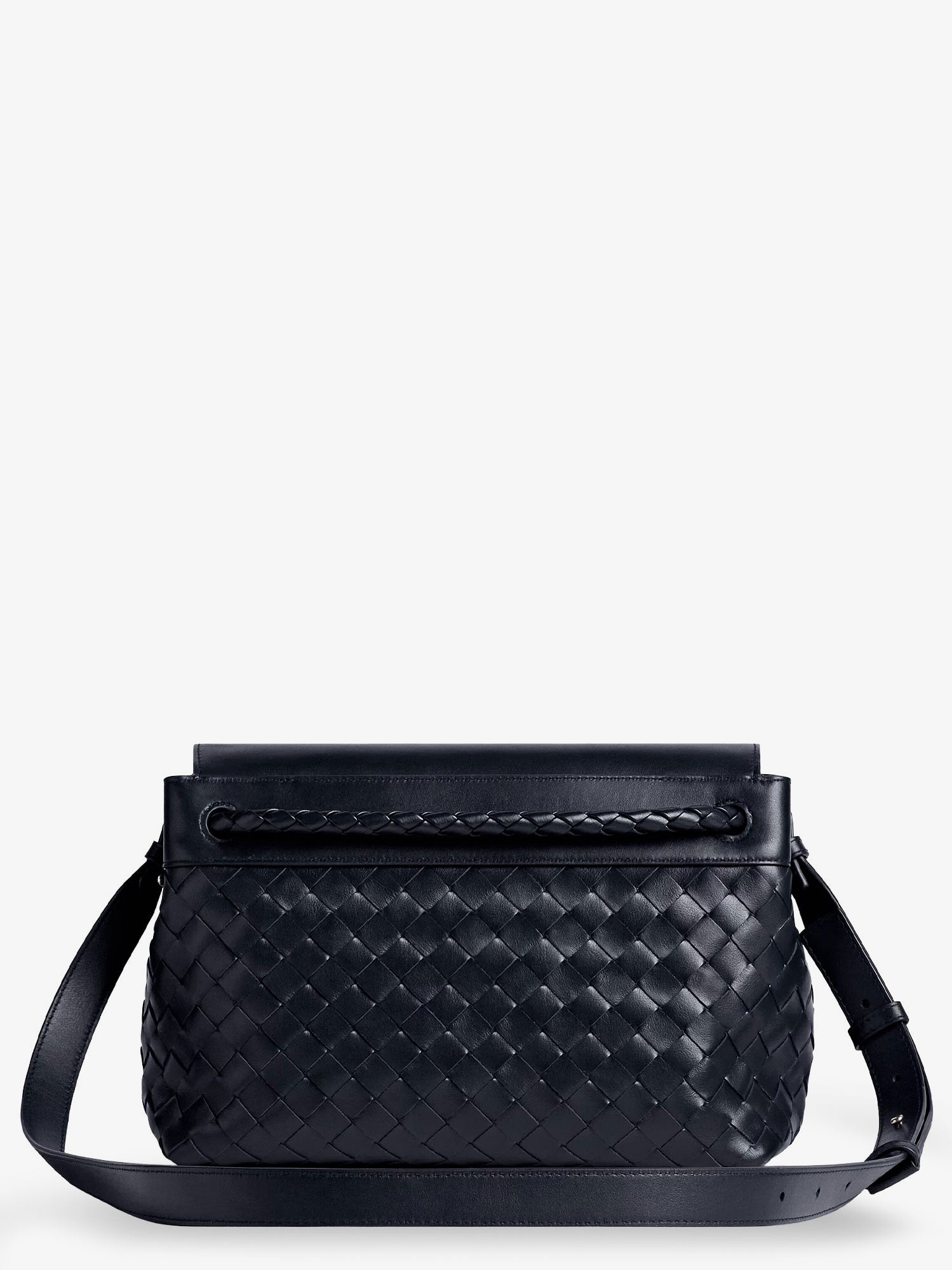 Bottega Veneta Men Andiamo Messenger Shoulder Bag In Woven Leather With Knot Detail