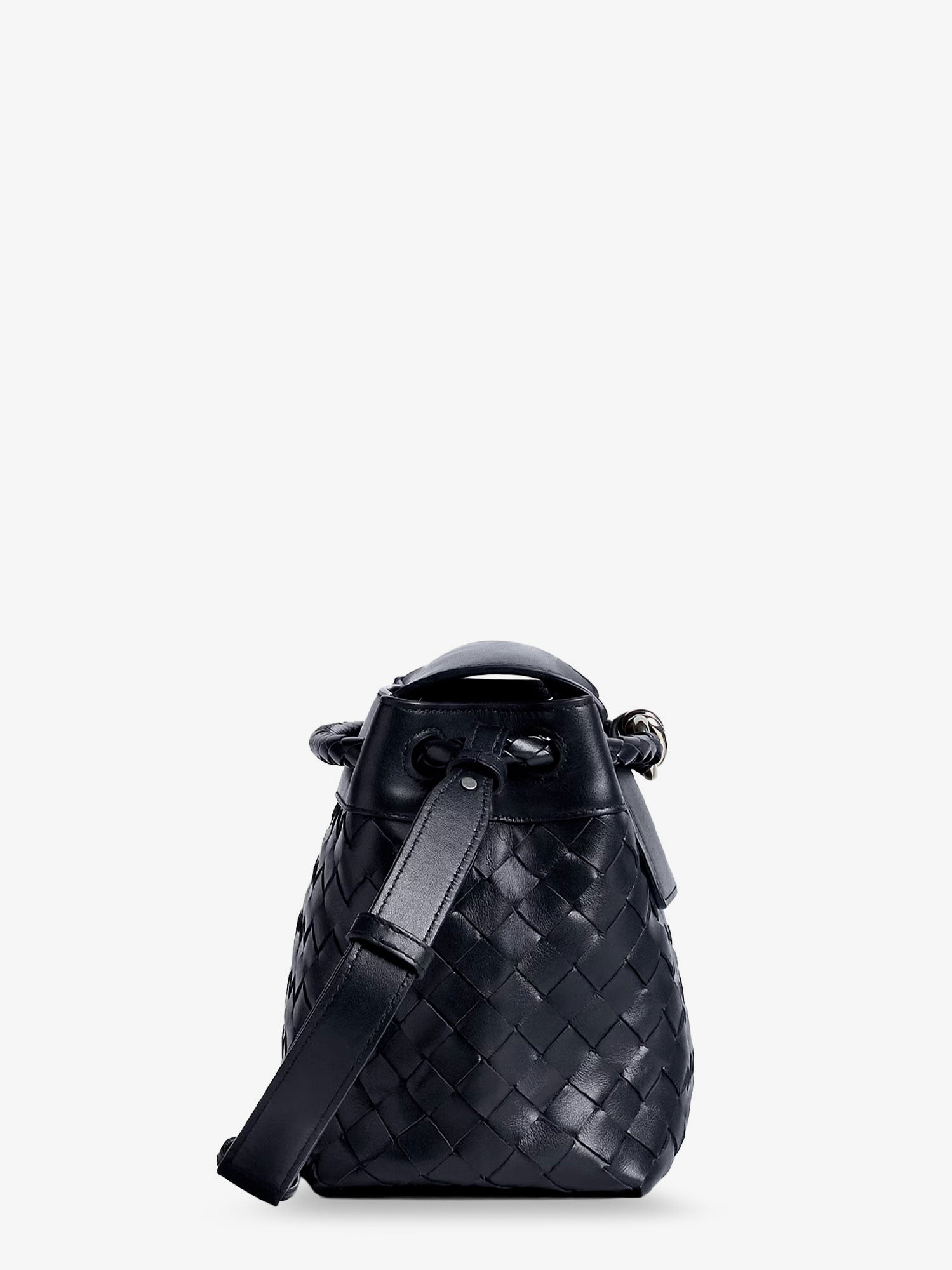 Bottega Veneta Men Andiamo Messenger Shoulder Bag In Woven Leather With Knot Detail