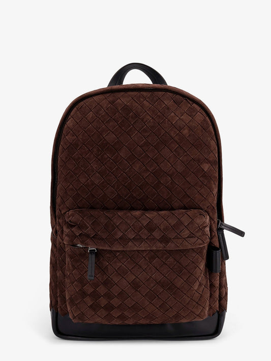 Bottega Veneta Men Suede Backpack With Intrecciato Motif