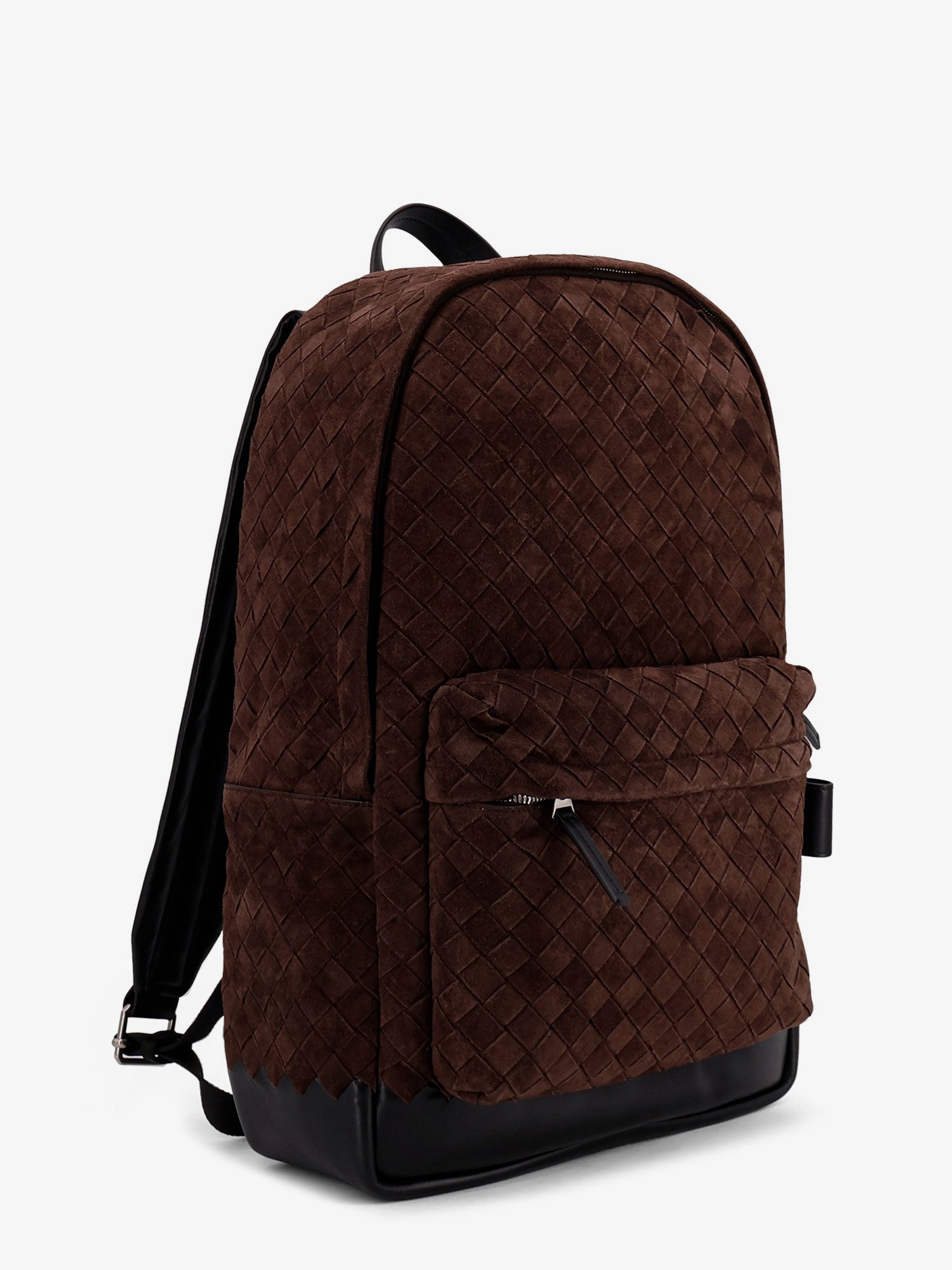 Bottega Veneta Men Suede Backpack With Intrecciato Motif