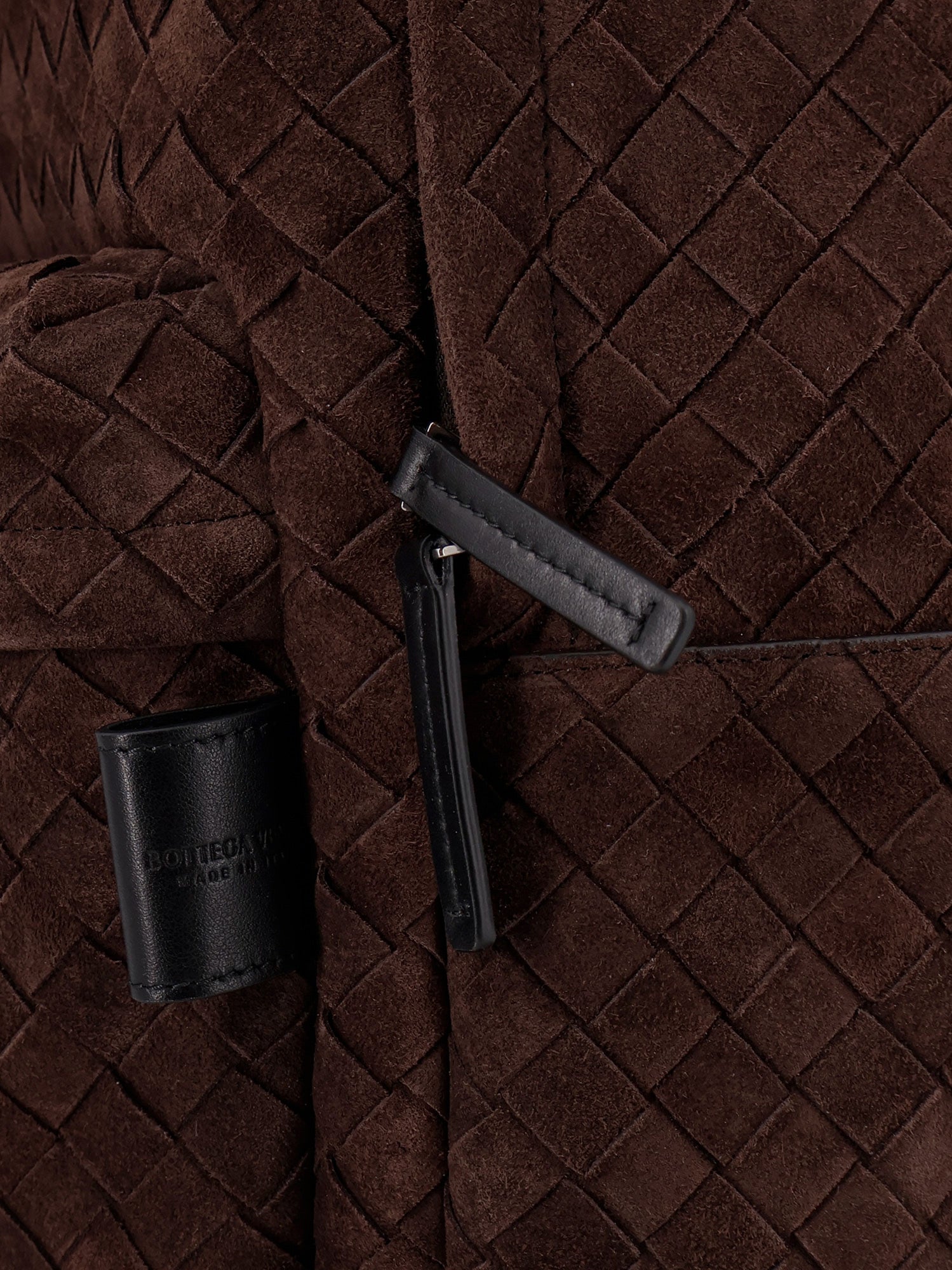 Bottega Veneta Men Suede Backpack With Intrecciato Motif