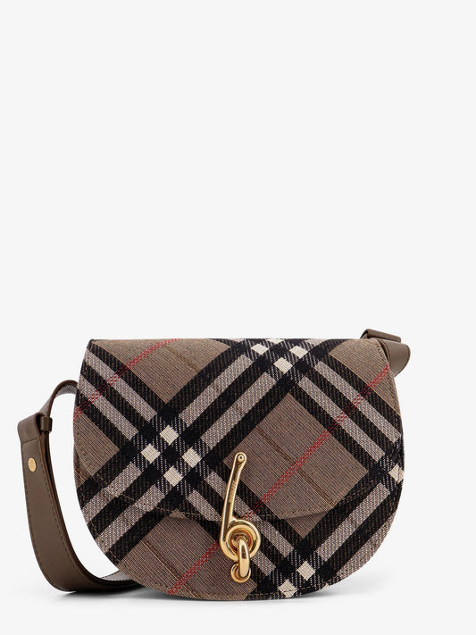Burberry Women Bridle Canvas And Leather Check Shoulder Bag