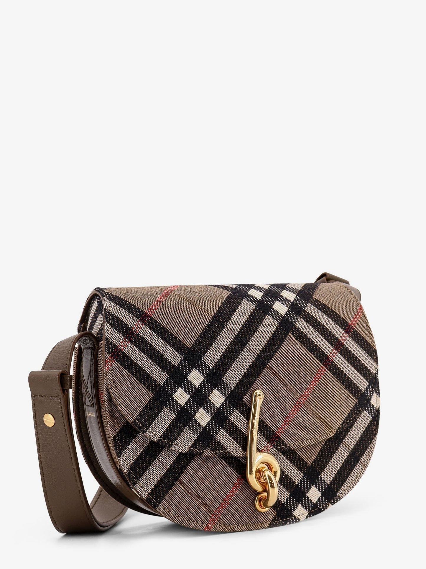 Burberry Women Bridle Canvas And Leather Check Shoulder Bag