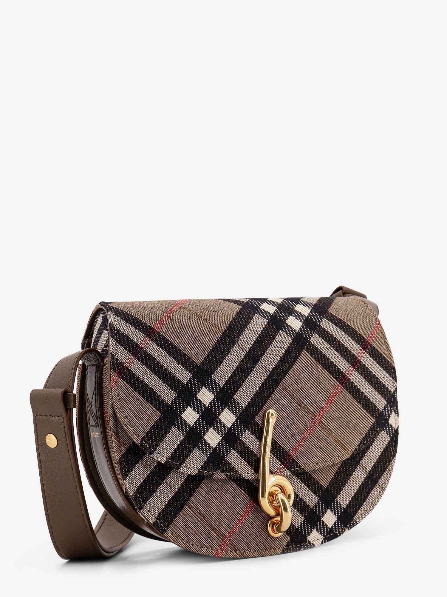 Burberry Women Bridle Canvas And Leather Check Shoulder Bag