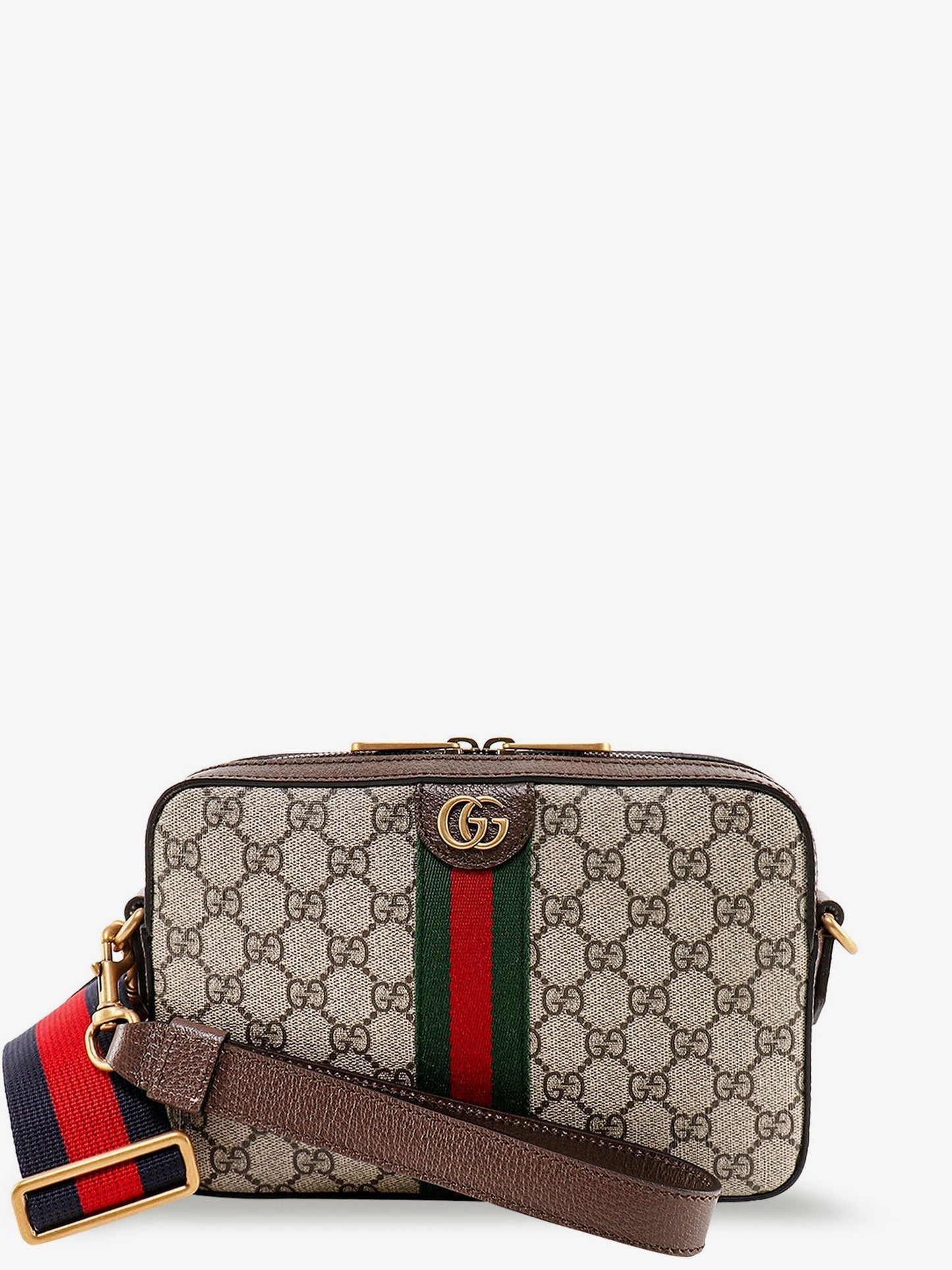 Gucci Men Ophidia Gg Supreme Fabric And Leather Crossbody Bag
