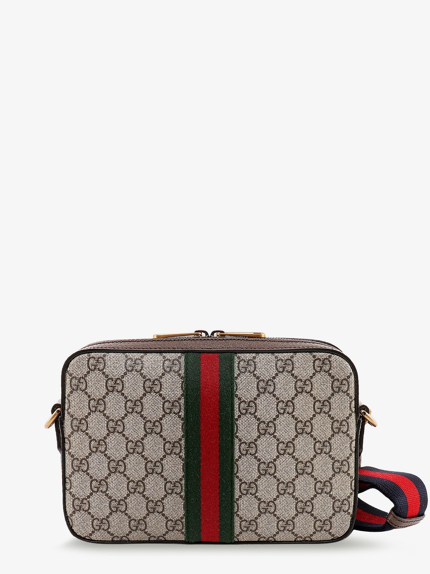 Gucci Men Ophidia Gg Supreme Fabric And Leather Crossbody Bag