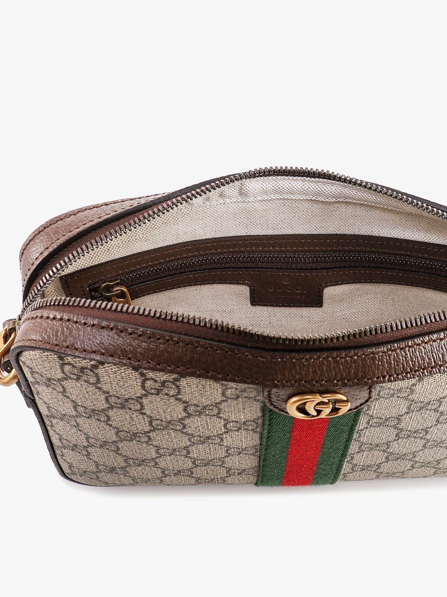 Gucci Men Ophidia Gg Supreme Fabric And Leather Crossbody Bag