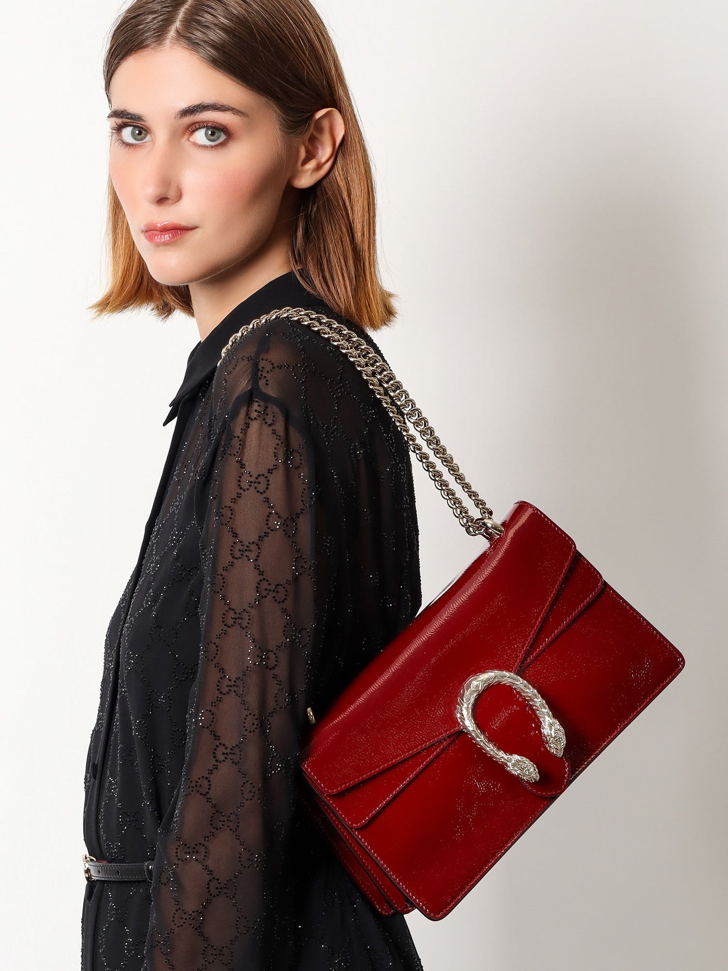 Gucci Women Dionysus Patent Leather Shoulder Bag