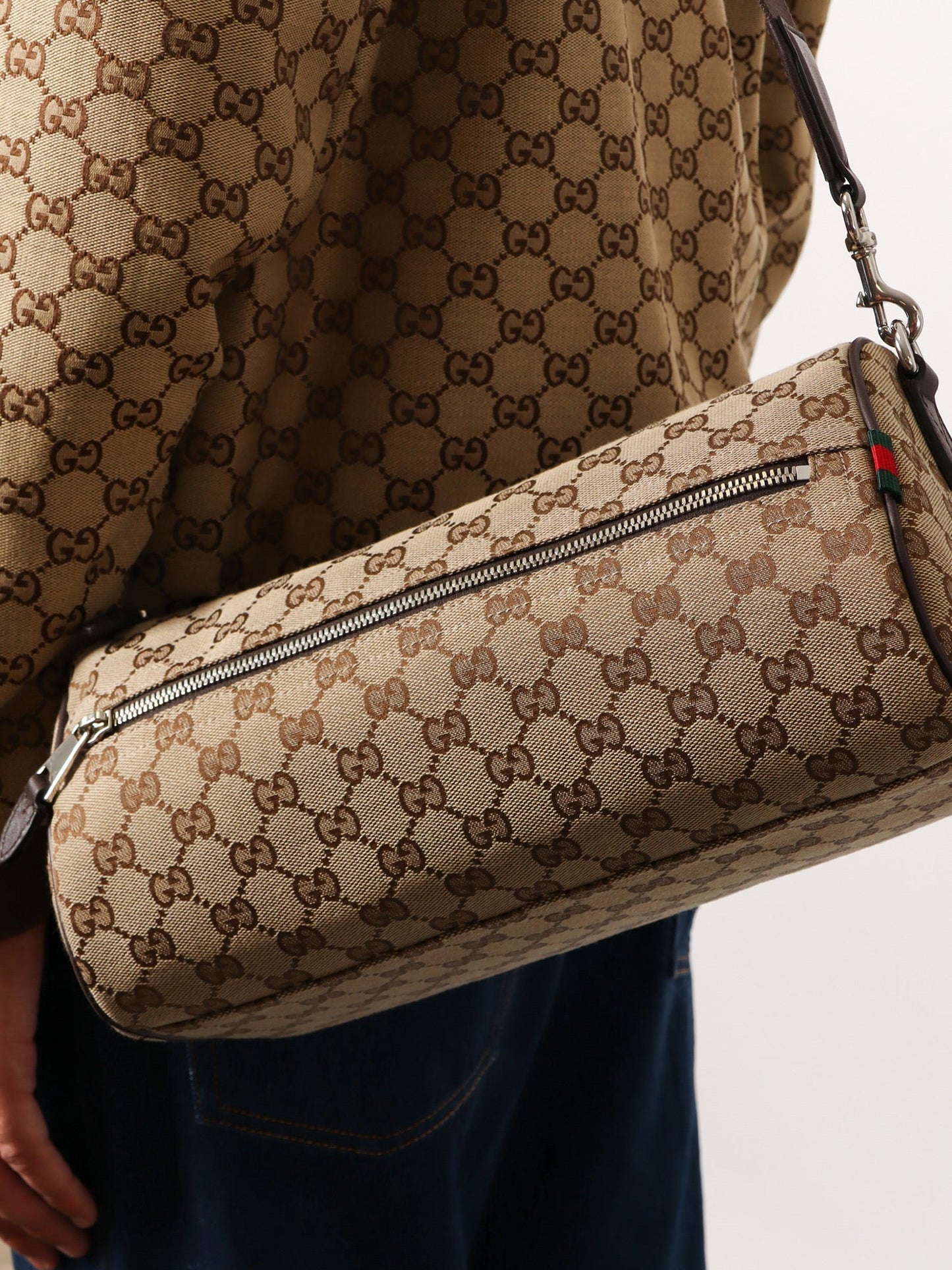 Gucci Men Gg Fabric Cylindrical Crossbody Bag