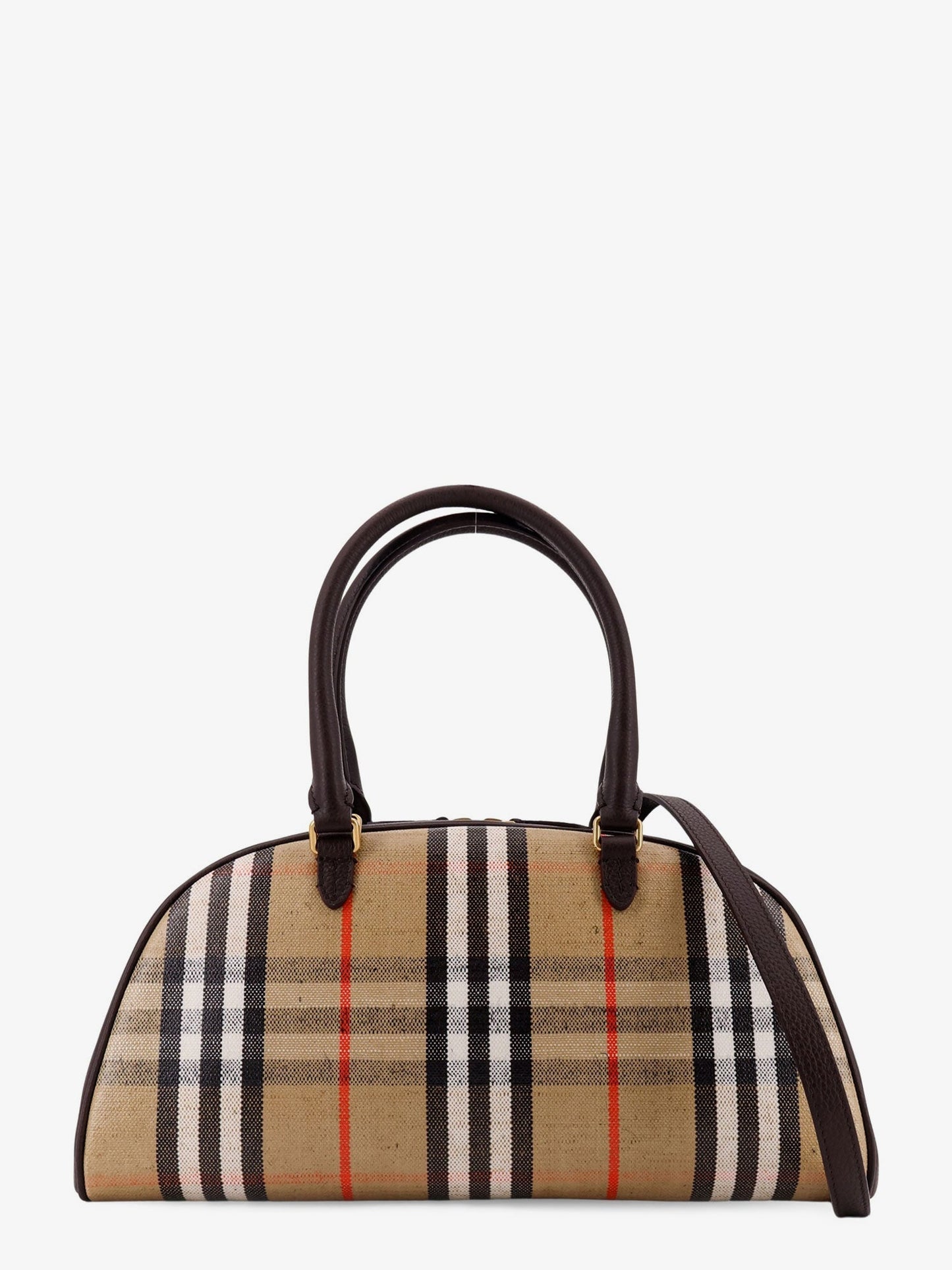 Burberry Women Coated Canvas Crossbody Bag With Check Pattern