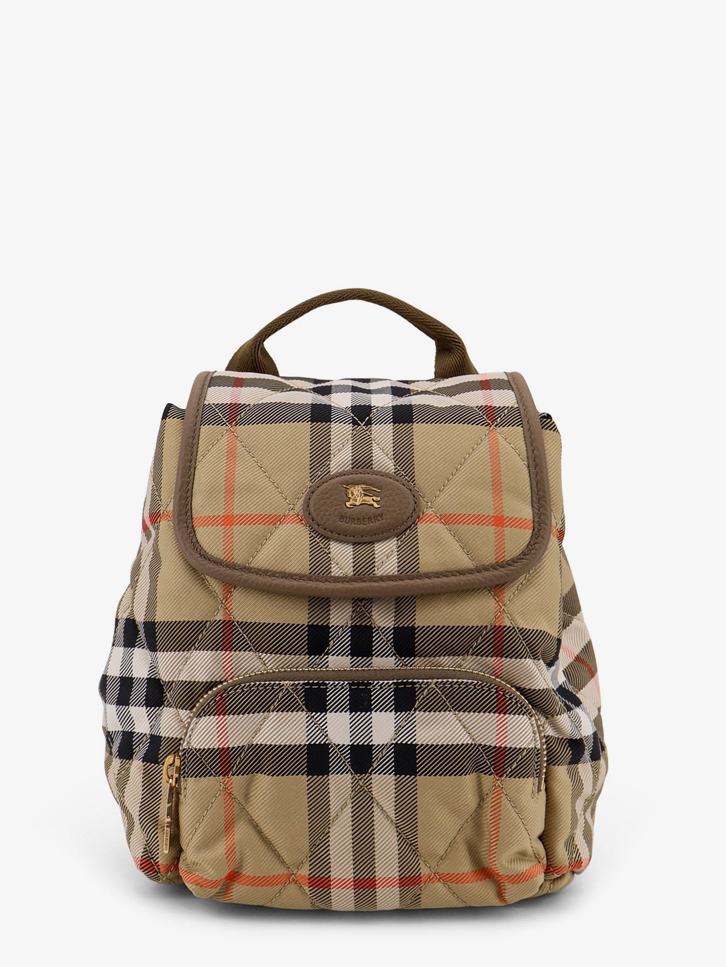 Burberry Women Horseshoe Check Nylon Backpack
